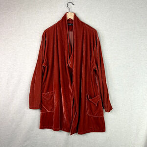 Amaryllis Womens Open Front Velvet Kimono 2X Long Sleeves Cardigan Boho Drapey